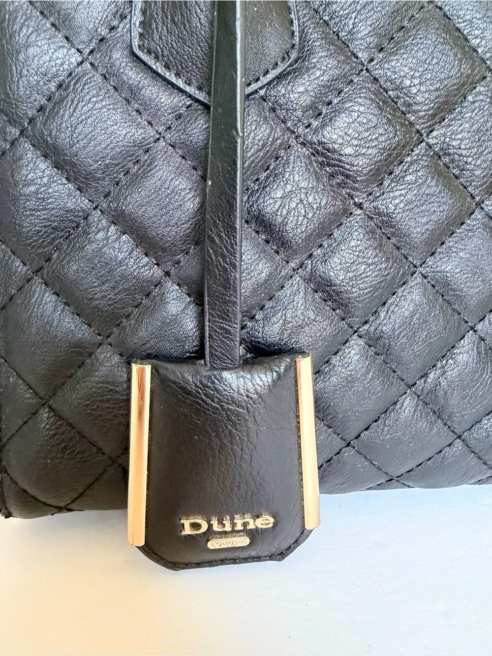 Black Quilted Leather Top-Handle Bag with Gold Trim